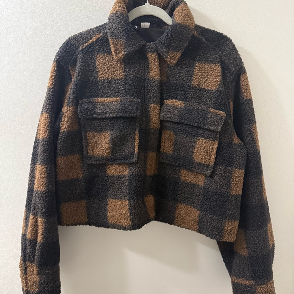 H&M Black and Brown Teddy Jacket